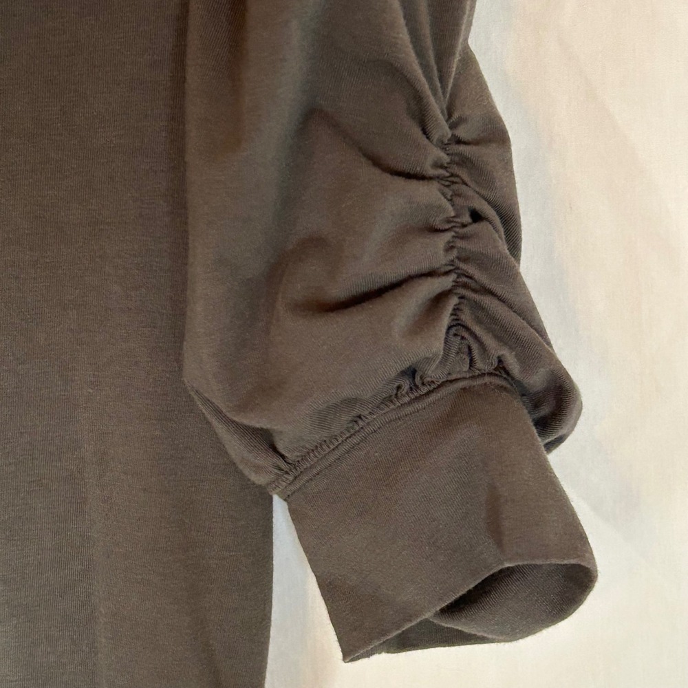 Habitual Olive Green Puff Sleeve Knit Top Ruched Sleeve Casual‎ Tee XS - Picture 7 of 12